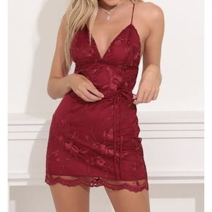 Lucy in the sky - red lace mini dress